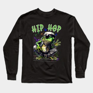 Hip Hop Funny Frog Rap Retro Graffiti Long Sleeve T-Shirt